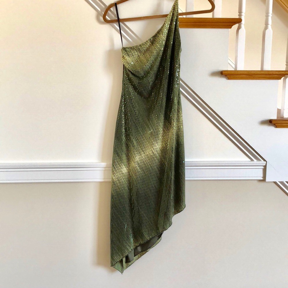 Green One Shoulder Dress - Cache -